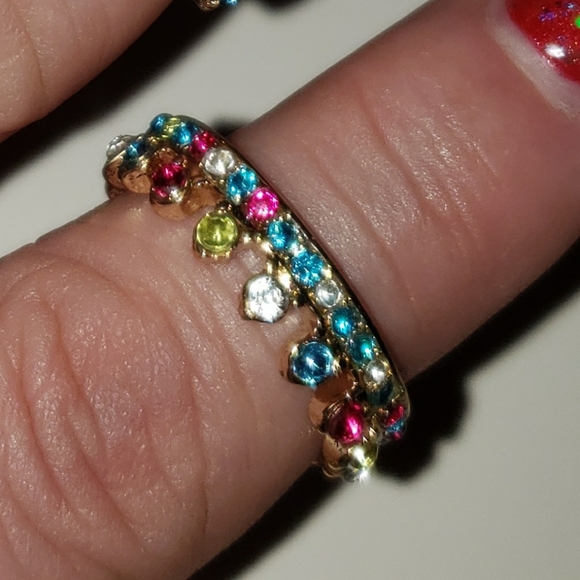 Andante Multi Color Austrian Crystal Set of 3 Stackable Rings - Picture 8 of 10